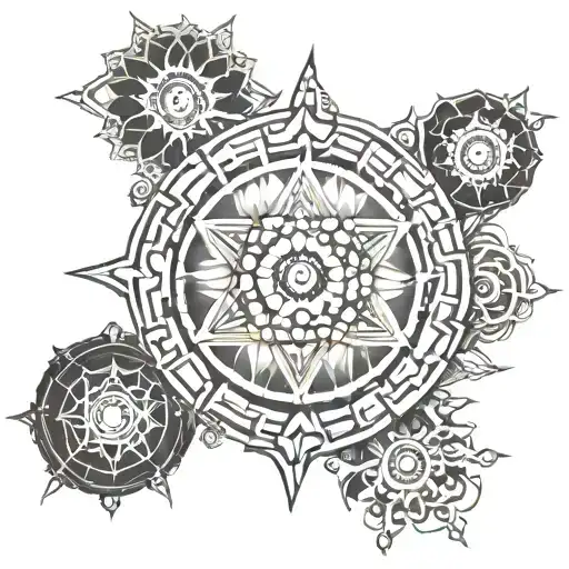 chakras radiating light tattoo design idea