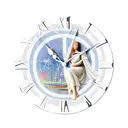 A new-school design featuring a guardian angel watching over a clock with the year 2024, representing the passing of time and protection tattoo design idea