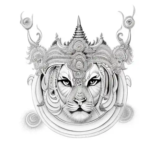 goddess ma durga authentic avatar tripura sundari tattoo design idea