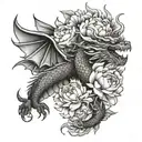 dragon and peonies tattoo design idea