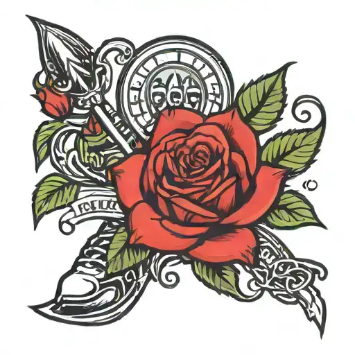 Boston sports logos rose tattoo design idea