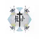 Katana with the words purpose driven in negative space tattoo design idea