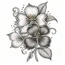 A four-leaf clover intertwined with a daffodil, symbolizing luck and beauty tattoo design idea