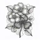 A four-leaf clover intertwined with a daffodil, symbolizing luck and beauty tattoo design idea