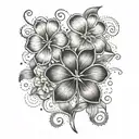 A four-leaf clover intertwined with a daffodil, symbolizing luck and beauty tattoo design idea