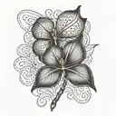A four-leaf clover intertwined with a daffodil, symbolizing luck and beauty tattoo design idea
