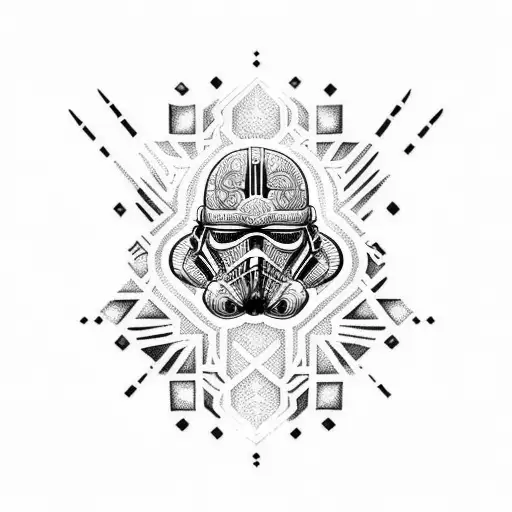 An intricate dotwork tattoo of a tribal design inspired by Star Wars tattoo design idea