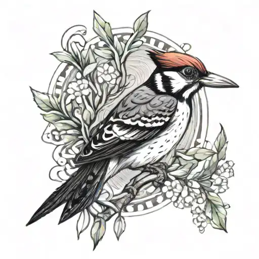 woodpecker drawing of a tattoo design idea