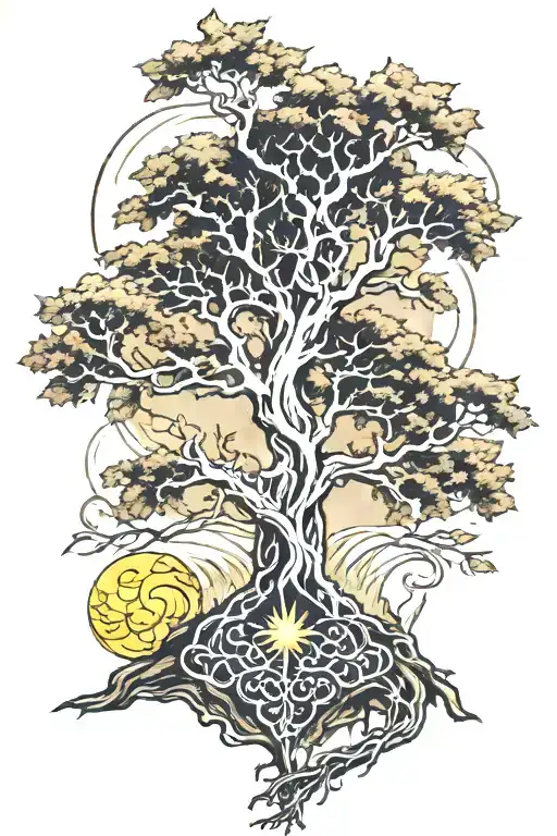 telperion, the silver tree of valinor, tolkien tattoo design idea