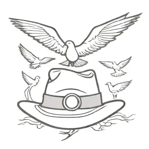 Luffy's hat surrounded by doves flying tattoo design idea