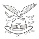 Luffy's hat surrounded by doves flying tattoo design idea