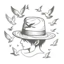 Luffy's hat surrounded by doves flying tattoo design idea