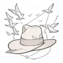 Luffy's hat surrounded by doves flying tattoo design idea