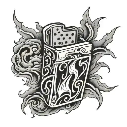 lit zippo lighter flames  tattoo design idea
