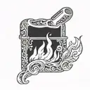 lit zippo lighter flames tattoo design idea
