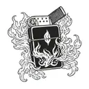 lit zippo lighter flames tattoo design idea