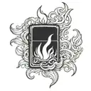 lit zippo lighter flames tattoo design idea