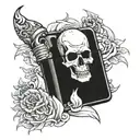 lit zippo lighter with skull tattoo design idea
