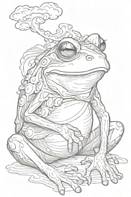 frog smoking tattoo design idea