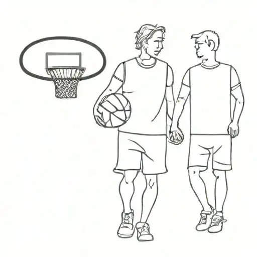 dad and daughter basketball court tattoo design idea