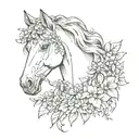 horse with a wreath on its head tattoo design idea