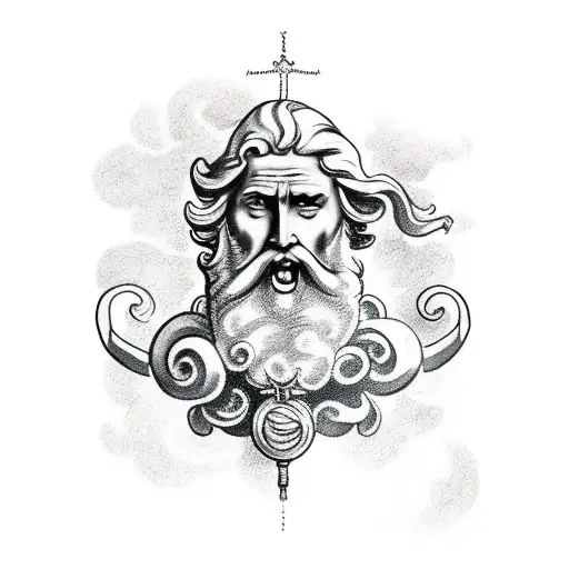 A tattoo of Saint Paul, looking like neptune, with agressive face tattoo design idea