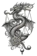 Dragon & libra scale tattoo design idea
