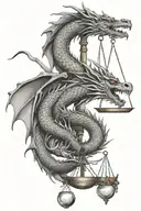 Dragon & libra scale tattoo design idea
