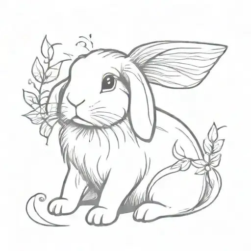 Holland lop bunny with fairy wings  tattoo design idea