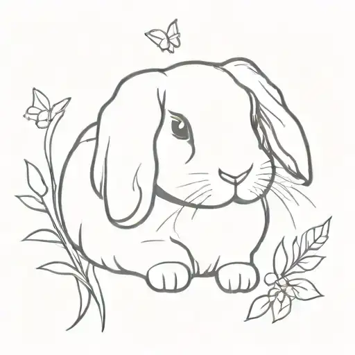 Holland lop with butterfly wings tattoo design idea