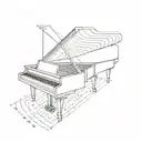 A minimalist design of a piano key with binary code embedded in it tattoo design idea