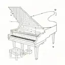 A minimalist design of a piano key with binary code embedded in it tattoo design idea