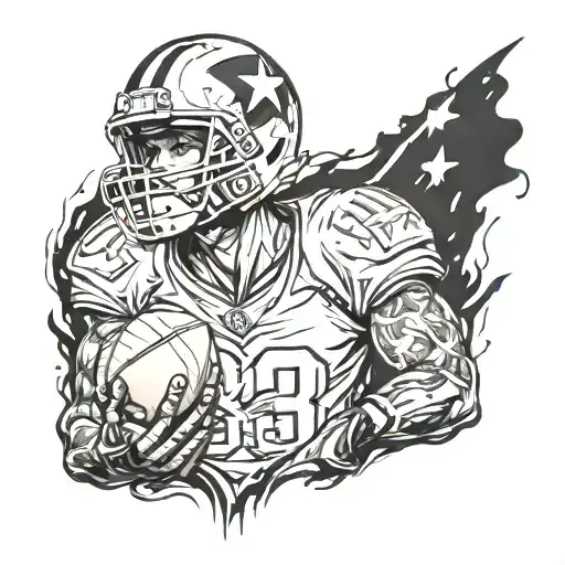 Combine elements of American football and One Piece anime into a dynamic and action-packed tattoo design tattoo design idea