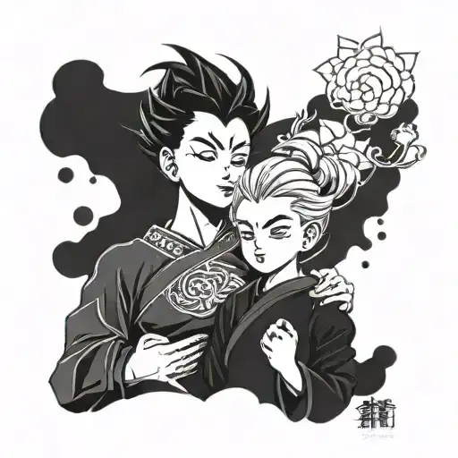 Gohan wife and daughter based on anime tattoo design idea