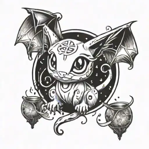 mew pokemon and Harry Potter  tattoo design idea
