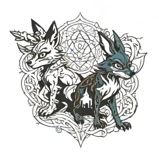 lucario and Harry Potter  tattoo design idea