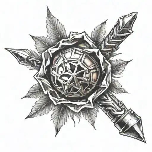 mace weapon wrapped tattoo design idea