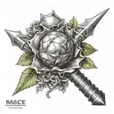 mace weapon wrapped tattoo design idea
