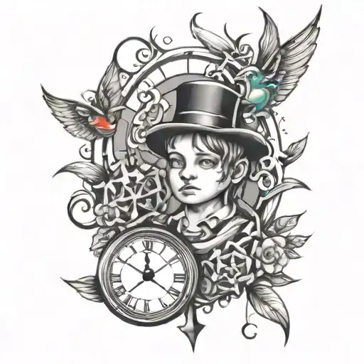 children, time, sobriety   tattoo design idea
