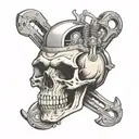 skull tools car engine tattoo design idea