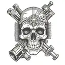skull tools car engine tattoo design idea
