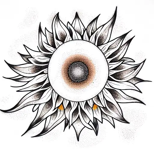 moon with sunflowers tattoo design idea