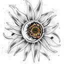 Moon sunflower lily tattoo design idea