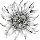 Moon sunflower lily tattoo design idea