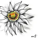 Moon sunflower lily tattoo design idea