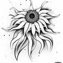 Moon sunflower lily tattoo design idea