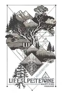 Yellowstone themed tattoo that reads "Life is plenty hard.  There's no need to help it" tattoo design idea