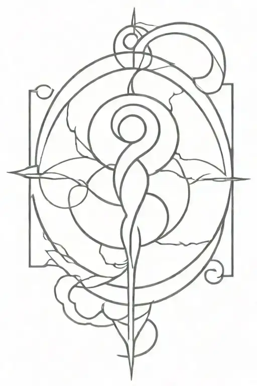 Hecate's battle torch with triple moon symbol tattoo design idea