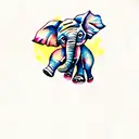 baby elephant flowers watercolors tattoo design idea