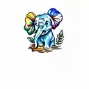 baby elephant flowers watercolors tattoo design idea